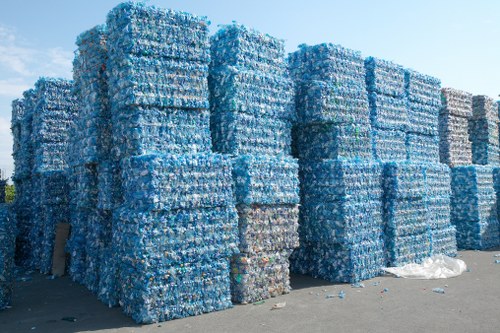 Stack of sorted construction materials ready for recycling